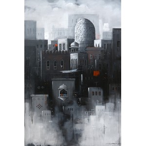 G. N. Qazi, 20 x 30 Inch, Acrylic on Canvas, Cityscape Painting, AC-GNQ-025
